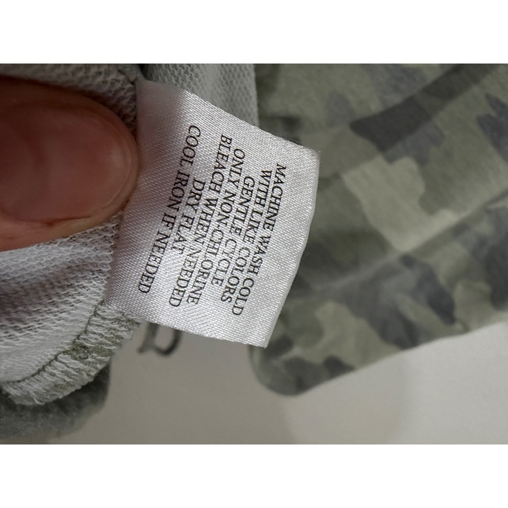 Como Vintage Camo Print‎ V-Neck Drawstring Tie Hem Top Green Grey Large - Picture 5 of 8